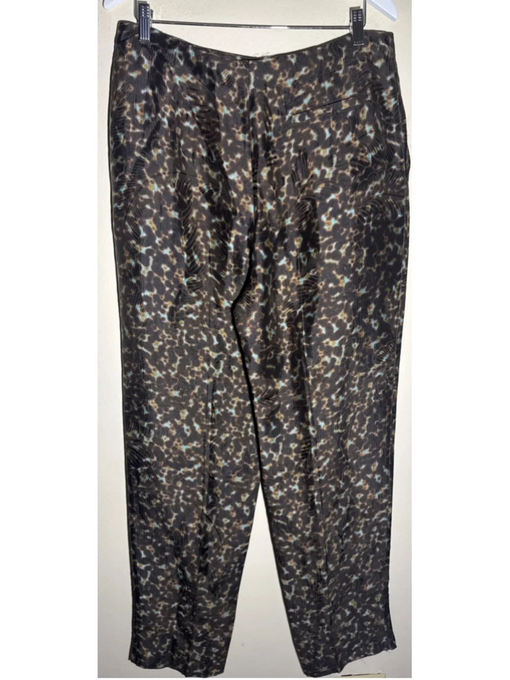 Giorgio Armani Trousers Size 48 Black Blue Patterned Pants 31.5” inseam